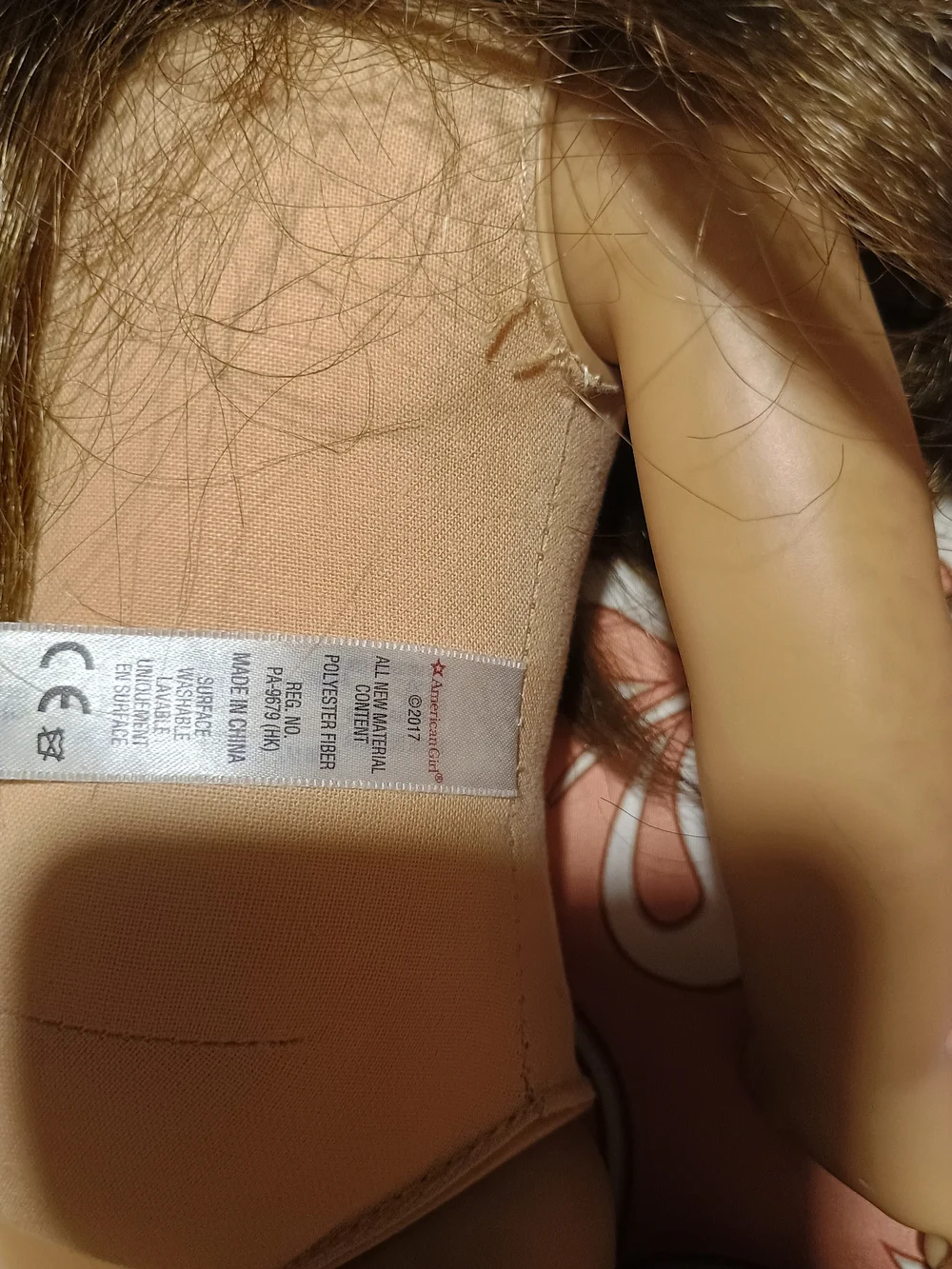 American Girl Doll Neck with Embossed Brand Marking - Cream and Brown
